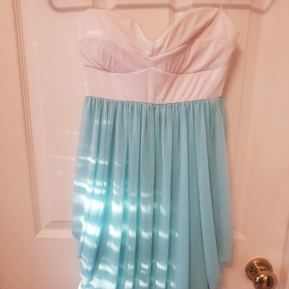2b bebe XS Strapless Teal and white dress
